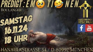 Freie Christen Gemeinde Jeschua München Pastor Karl Schmidt  Boulanger Thema Emotionen [upl. by Nick]