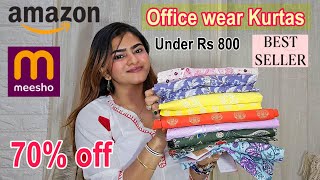 AMAZON kurta haul for Office Under Rs 800  Daily wear kurtas  MEESHO Jewellery Haul  Ria Das [upl. by Mahon562]