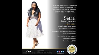 FUNERAL SERVICE OF LERATO JOHANNA SETATI [upl. by Donough]