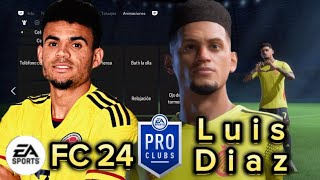 Luis Diaz EA FC 24Pro Clubs Face CreationFifa 24Clubes ProLookalike [upl. by Adnerak]