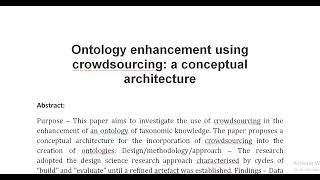 Ontology enhancement using crowdsourcing a conceptual architecture [upl. by Leroj34]