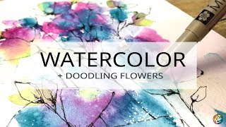 watercolor painting and doodling red violets [upl. by Kerred]