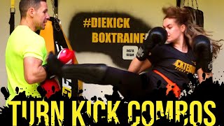 Die 2 besten Drehkick Kombinationen Kickboxen lernen in Köln und in Bonn [upl. by Ettennil]