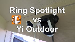 Ring Spotlight vs Yi Outdoor Camera  Comparison of Features Settings Motion Detection Footage [upl. by Anastatius]