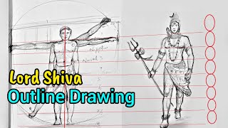 Lord Shiva Outline Drawing Tutorial  No Grids  Bhagwan Shiva Drawing from Imagination💙 [upl. by Homovec]