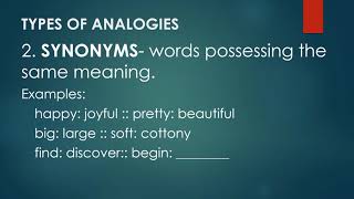 Types of Analogies English 7 Lesson 1 Quarter 1 [upl. by Kane]