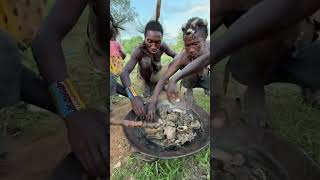 This is a huge Love sharing a Food together middle of Jungle 😋😮hadzabetribe villagelife food [upl. by Eva580]