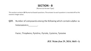 Q25 JEE Main Chemistry PYQ Jan 29 2024 Shift 1  GOC Biomolecules  NEON JEE NEET [upl. by Susejedairam]