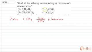 Which of the following amines undergo Liebermann s nitroso reaction [upl. by Zalucki]