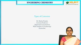 LEC10 Engineering Chemistry  Types of Corrosion by Dr P Harika [upl. by Os]