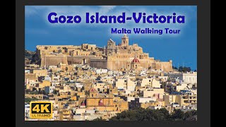 Malta Gozo Island Victoria 2022 Walking Tour in 4K  Cittadella and TaPinu [upl. by Anaiviv611]