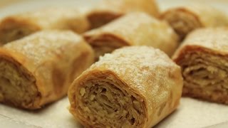 Tahinli Cevizli Kuru Baklava Tarifi  Hazır Yufkayla Rulo Baklava Kurabiyesi [upl. by Leia]