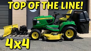 Top Of The Line John Deere x738 Tractor Overview 4x4 AutoConnect Mower MCS Bagger Snow Plow [upl. by Nerhtak]