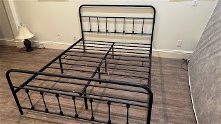 Assembling the Yaheetech Classic Metal Platform Bed [upl. by Yelhs]