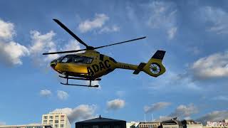 Closeup air rescue helicopter departs the city square [upl. by Lytsirhc]