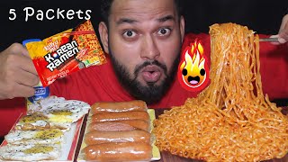 EATING Kottu Mee Korean Ramen Noodles 5 Packets N Eggs With Kochchi Sausages [upl. by Amal547]