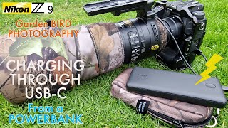 NIKON Z9 Powerbank Charging  Garden Bird Photography  USBc Power [upl. by Anaitak416]