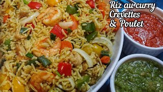 Riz gras au curry crevettes et poulet  Shrimp amp Chicken vegetable rice [upl. by Evars]