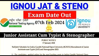 IGNOU JAT amp STENO Exam Date 2024IGNOU Junior Assistant Cum typist Admit Card IGNOU Stenographer [upl. by Kletter]