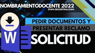 🔴📑SOLICITUD DE RECLAMO EN WORD ✳️ETAPA DESCENTRALIZADA✳️ [upl. by Hiller]