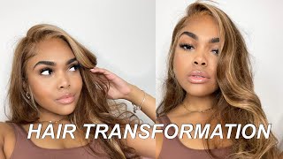 WATCH ME INSTALL THIS BOMB HONEY BLONDE HIGHLIGHTED WIG ft Unice Hair [upl. by Rorrys]