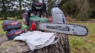 Dual battery chainsaw  Parkside PKSA 40LI A1 [upl. by Anilorac]