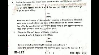 MGSU Bsc Bed 2nd year physics paper 3optics and lasers 2024 [upl. by Adnawyek]