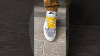 AIR Jordan 1 Low Atmosphere Grey Union Yellow Laceswap by Slickieslaces sneaker nikejordan [upl. by Aklog652]