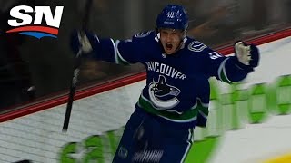 Elias Pettersson Rips Puck Past Mike Smith For First NHL Goal [upl. by Anehsuc379]