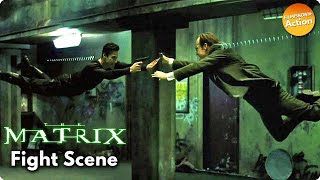 THE MATRIX 1999 Neo v Mr Smith  Subway Fight  Keanu Reeves  TBT Action Movie Fight Scenes [upl. by Kliment]