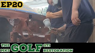 quotThe Mk3 Golf Gti Restorationquot EP20 Priming The Engine Bay [upl. by Sierra]