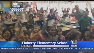 WBZTV Weather School Visits Flaherty Elementary School in Braintree MA [upl. by Odla]