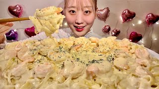 ASMR Creamy Shrimp Pasta【Mukbang Eating Sounds】【English subtitles】 [upl. by Parks140]