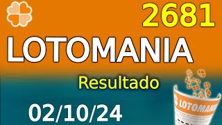 Resultado da LOTOMANIA 2681 [upl. by Kcirdet]