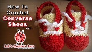 How To Crochet Converse Baby Shoes [upl. by Ellehsor988]