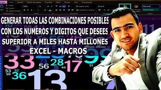 🔀🔢Como GENERAR todas las COMBINACIONES POSBILES MILES o MIILLONES de COMBINACIONES en excel [upl. by Nilson]