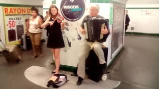 Nice gentle song from Ukraine Duo quotYavorynaquot accordion and violin metro music performance [upl. by Notgnillew]