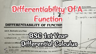 Differentiability of a function Bsc 1st year  Differential calculus [upl. by Cichocki]