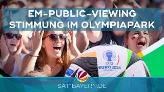 Größtes EMPublicViewingEvent in Bayern Stimmung im Münchner Olympiapark [upl. by Atsok]