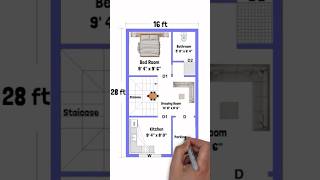 16 x 28 House Plan  16x28 House Design  16x28 Ghar ka Naksha  East houseplans housedesign [upl. by Ellehsad398]