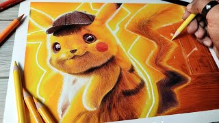 Drawing Pokémon Detective Pikachu Using Brustro Coloured Pencils [upl. by Charron]