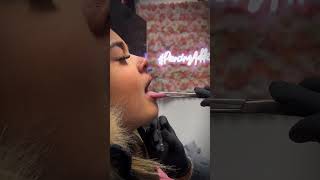 TONGUE PIERCING 👀 Full process [upl. by Ochs]