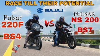 2023 NEW BAJAJ PULSAR NS200 E20BS7 VS BAJAJ PULSAR 220F  RACE TILL THEIR POTENTIAL [upl. by Nibram824]