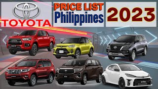 TOYOTA Price List in Philippines 2023 [upl. by Nayve631]