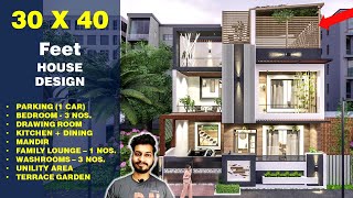 30X40 Feet 135 Gaj  3BHK  SPECIAL TERRACE GARDEN AREA  30X40 Feet House Plan  DV Studio [upl. by Nebuer956]