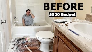 DIY Bathroom Makeover on a 500 Budget  Small Bathroom Remodel [upl. by Celie584]