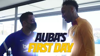 AUBAMEYANG MEETS XAVI  NEW TEAM MATES 🔵🔴 [upl. by Nikki]