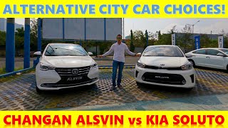 KIA Soluto EX vs Changan Alsvin Platinum  City Car Showdown [upl. by Norej]