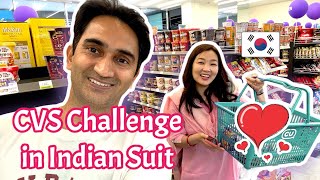 CVS challenge in Indian suit 🇰🇷 Korean Indian Couple [upl. by Einna]