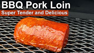 Super Tender Smoked BBQ Pork Loin on a Pellet Grill  Rum and Cook [upl. by Ardine]